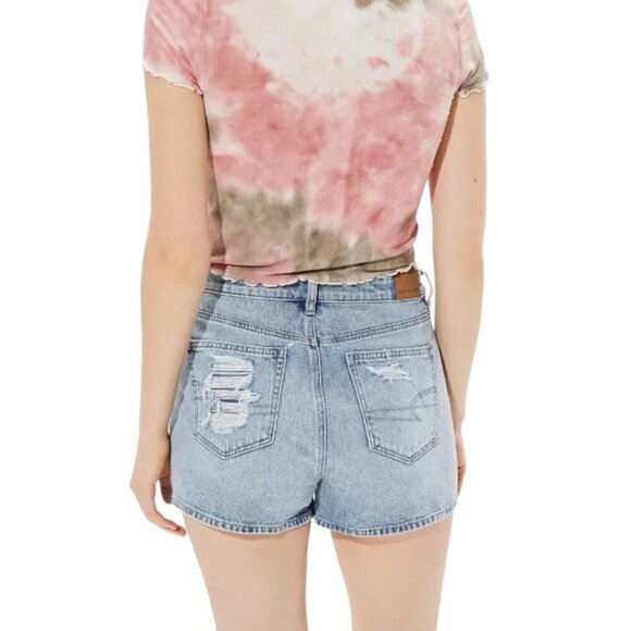 American Eagle 6 Mom Denim Women’s Jeans Shorts Distressed Exposed Pockets - Picture 2 of 10